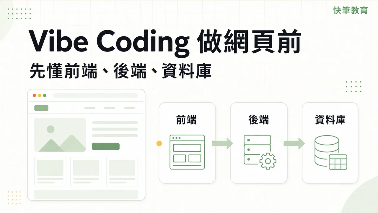 Vibe Coding 做網頁最常見？先搞懂前端、後端、資料庫是什麼